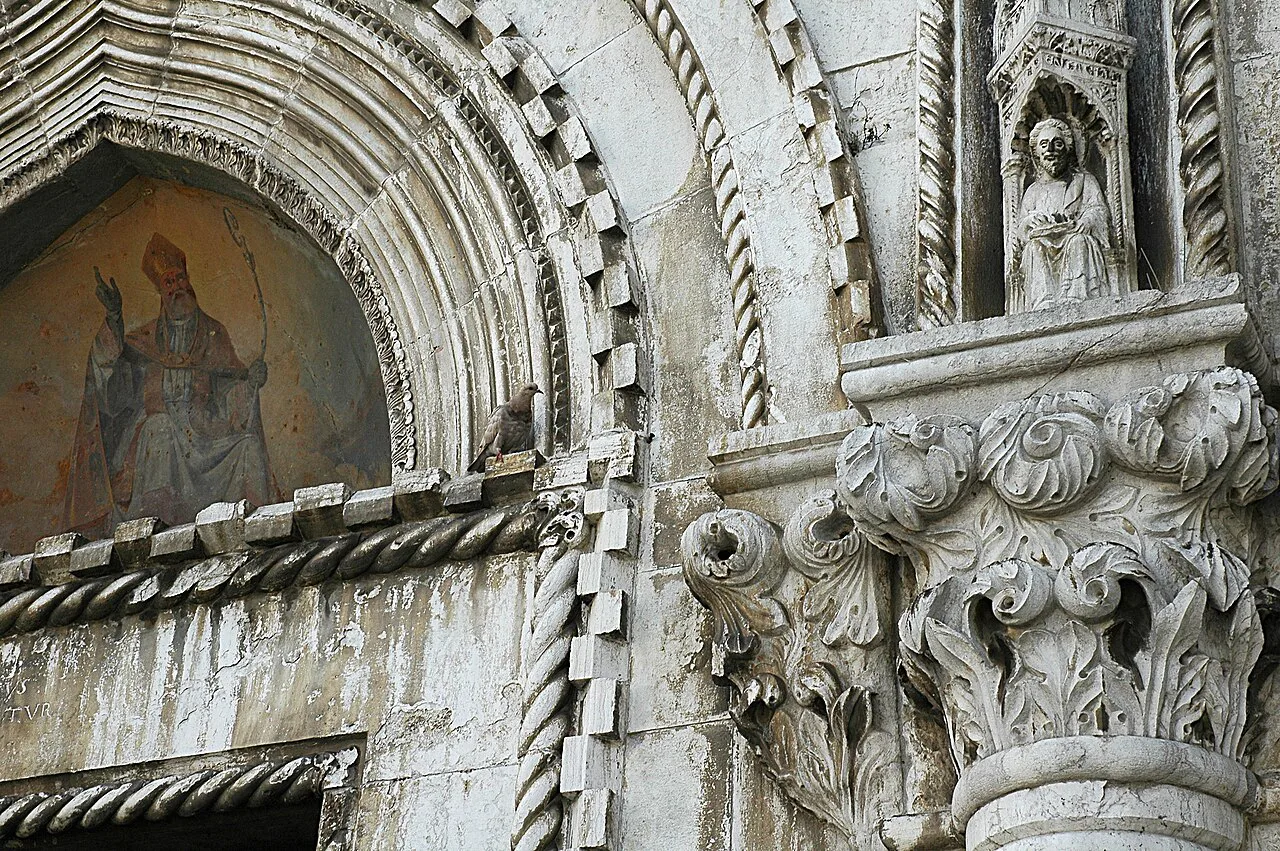 A carved portal on Titov trg in Koper.