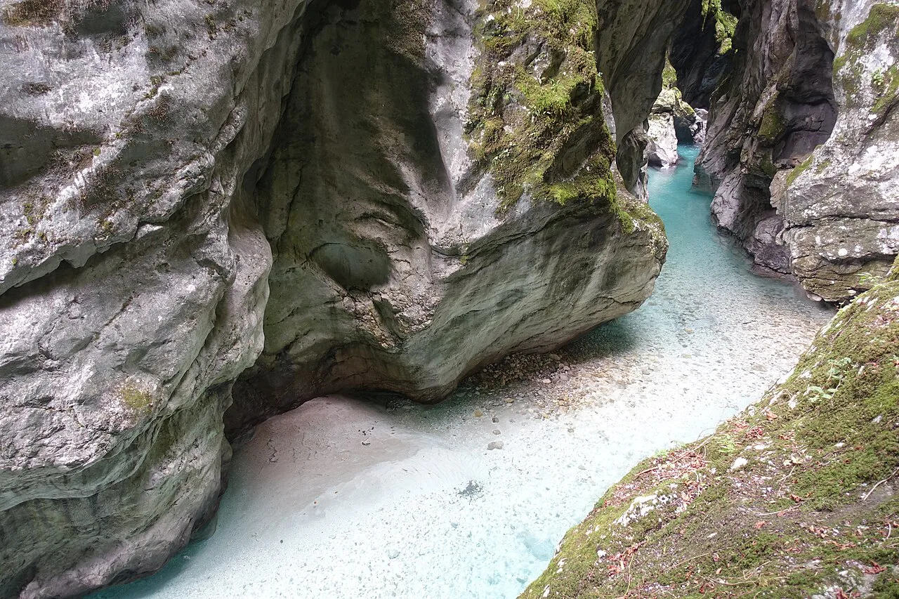 The Tolminka deep in the Tolmin Gorges.