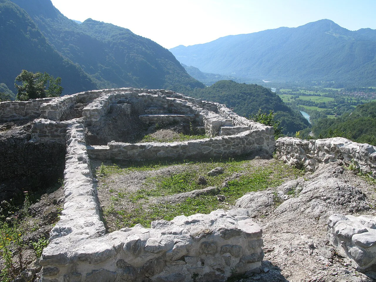Ruins at Tonovcov grad above the Soča valley.