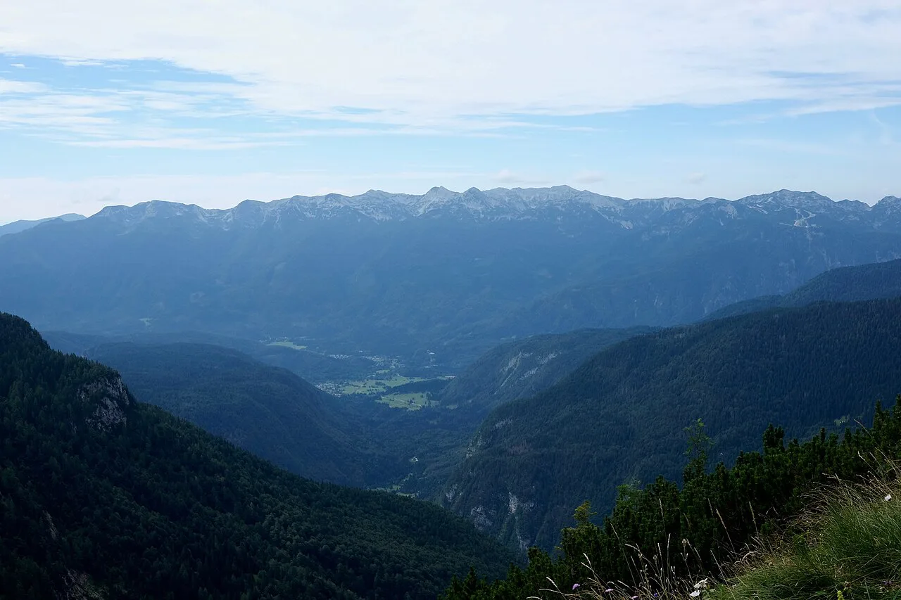 Valleys of Triglav National Park from above.