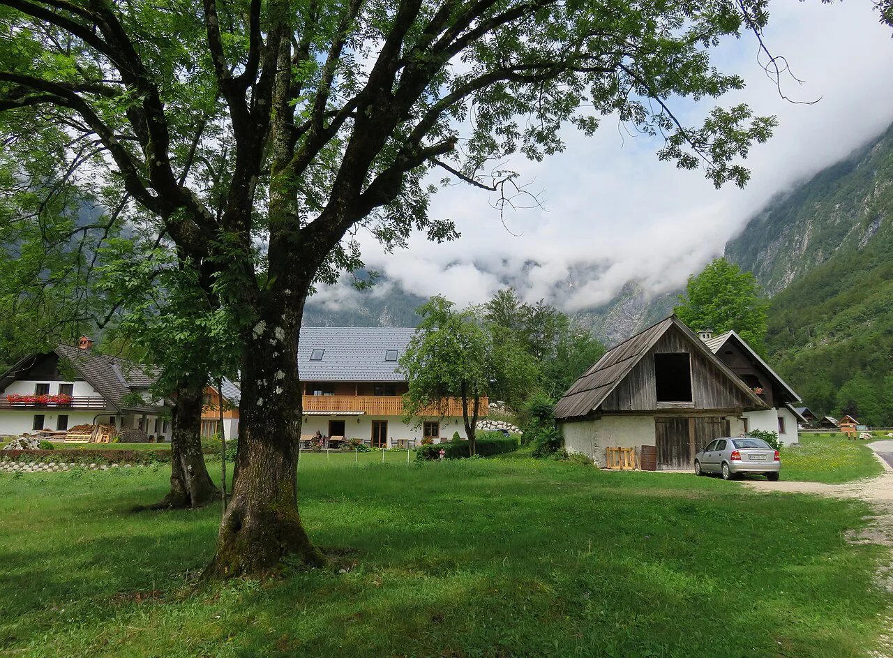 Ukanc at the western end of Lake Bohinj.