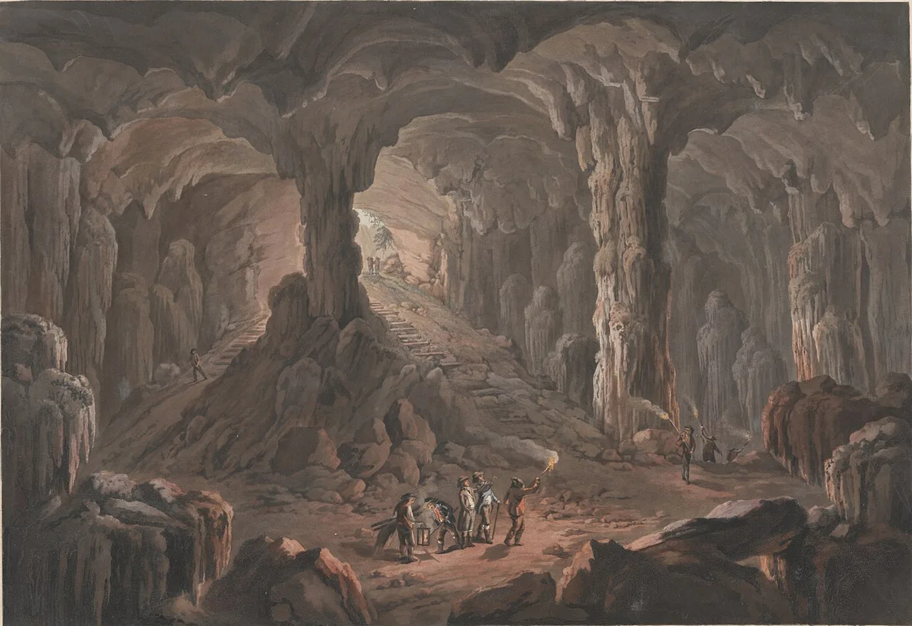 Vilenica Cave in an 1810 illustration.