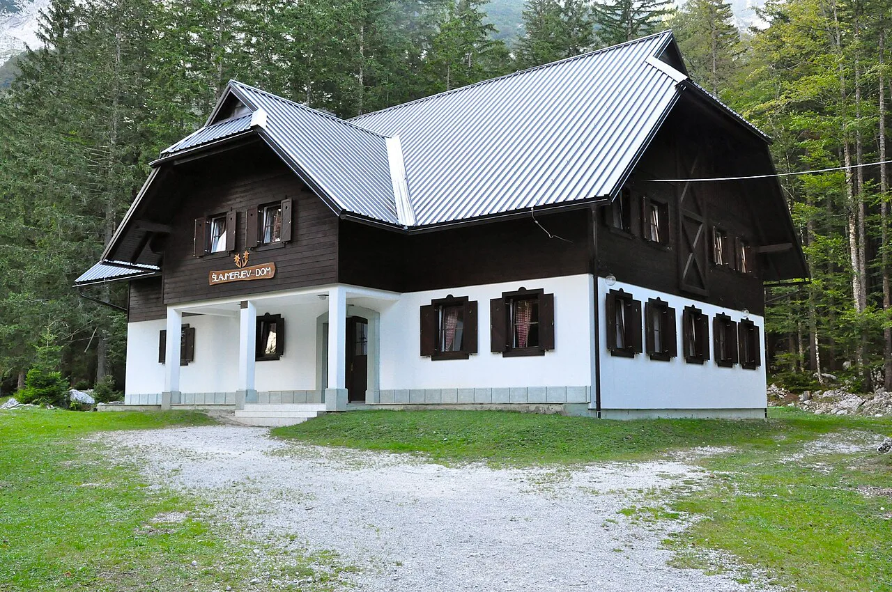 Aljažev dom below the north face of Triglav.