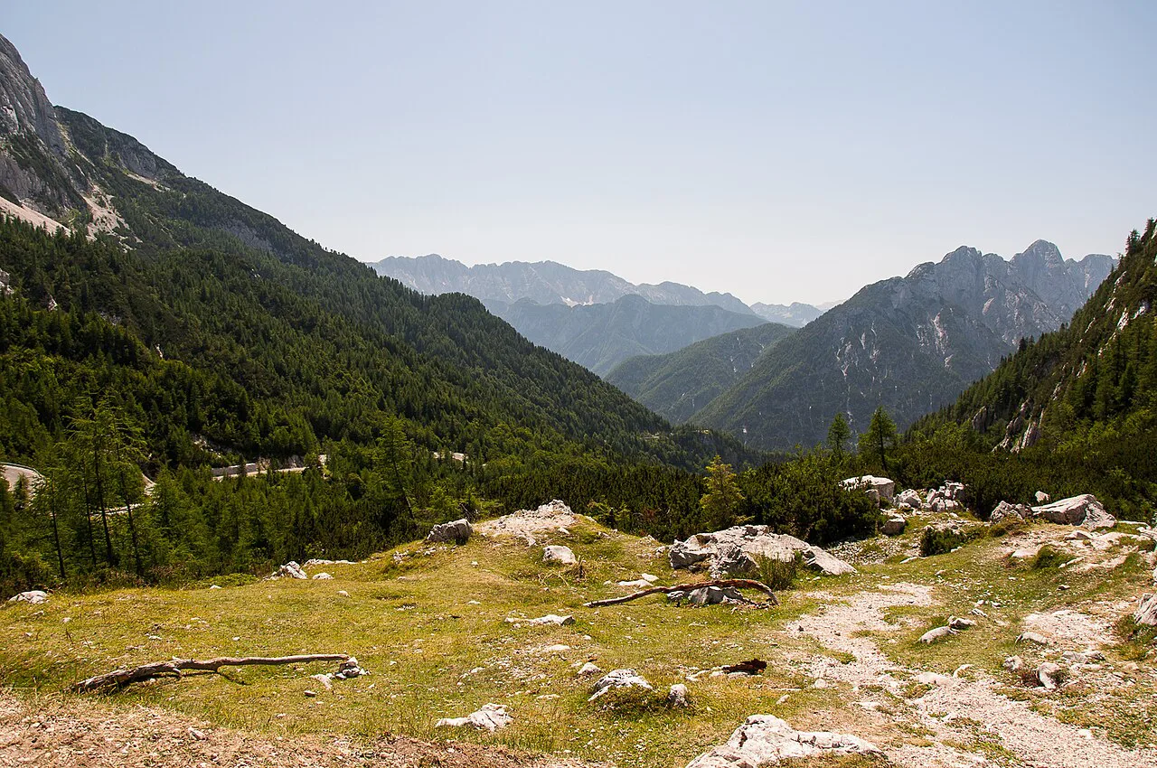 Mountain scenery on the Vršič pass.