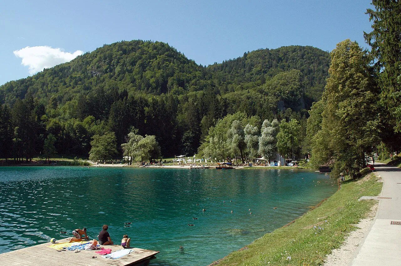 Velika Zaka at the western end of Lake Bled.